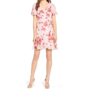 All in Favor Floral Wrap Mini Dress